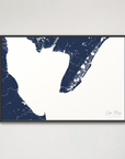Cape May Coastal Map — Canvas Horizontal, navy, Black Frame