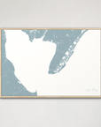 Cape May Coastal Map — Canvas Horizontal, soft-blue, Natural Oak