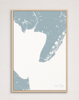 Cape May Coastal Map — Canvas Vertical — soft-blue, Light Wood