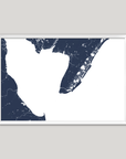 Cape May Coastal Map — Fine Art Print Horizontal, navy, White Frame, 10x8