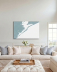 Galveston canvas map art in cathedral setting