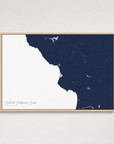 Central California Coast Coastal Map — Canvas Horizontal — navy, Light Wood