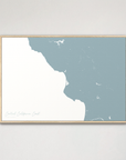 Central California Coast Coastal Map — Canvas Horizontal, soft-blue, Natural Oak