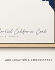 Central California Coast canvas map — location and coordinates customization