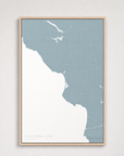 Central California Coast Coastal Map — Canvas Vertical — soft-blue, Light Wood