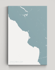 Central California Coast Coastal Map — Canvas Vertical, soft-blue, No Frame