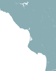 Central California Coast Coastal Map — Fine Art Print Horizontal, soft-blue, No Frame, 10x8