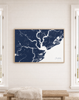 Charleston canvas map — window-scene interior