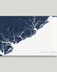 Charleston / Lowcountry Coastal Map — Canvas Horizontal, navy, No Frame