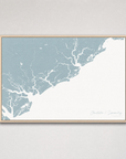 Charleston / Lowcountry Coastal Map — Canvas Horizontal — soft-blue, Light Wood