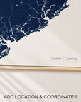 Charleston / Lowcountry canvas map — location and coordinates customization