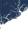 Charleston / Lowcountry Coastal Map — Fine Art Print Horizontal, navy, No Frame, 10x8