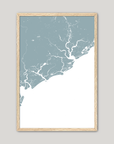 Charleston / Lowcountry Coastal Map — Fine Art Print Vertical, soft-blue, Oak, 8x10
