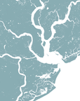 Charleston Coastal Map — Fine Art Print Horizontal, soft-blue, No Frame, 10x8