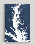Chesapeake Bay / Maryland Coastal Map — Canvas Vertical, navy, No Frame, 16x24