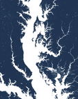 Chesapeake Bay / Maryland Coastal Map — Fine Art Print Horizontal, navy, No Frame, 10x8