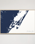 Chincoteague Island Coastal Map — Canvas Horizontal, navy, Natural Oak