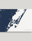 Chincoteague Island Coastal Map — Canvas Horizontal, navy, No Frame