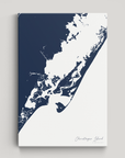 Chincoteague Island Coastal Map — Canvas Vertical, navy, No Frame