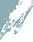 Chincoteague Island Coastal Map — Fine Art Print Horizontal, soft-blue, No Frame, 10x8