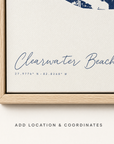 Clearwater Beach canvas map — location and coordinates customization