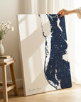 Clearwater Beach navy vertical wrapped canvas map in the ratio 2:3 hand mockup