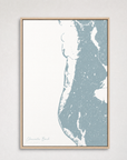 Clearwater Beach Coastal Map — Canvas Vertical — soft-blue, Light Wood