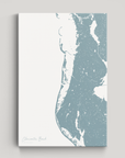 Clearwater Beach Coastal Map — Canvas Vertical, soft-blue, No Frame