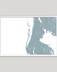 Clearwater Beach Coastal Map — Fine Art Print Horizontal, soft-blue, White Frame, 10x8