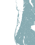 Clearwater Beach Coastal Map — Fine Art Print Horizontal, soft-blue, No Frame, 10x8