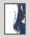 Clearwater Beach Coastal Map — Fine Art Print Vertical, navy, Black Frame, 8x10