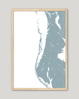 Clearwater Beach Coastal Map — Fine Art Print Vertical, soft-blue, Oak, 8x10