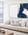 Clearwater Beach canvas map — sea-view bench interior