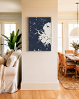 Boston canvas map art in coastal setting