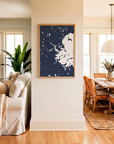 Boston matte map art in coastal setting