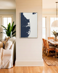 Delaware Beaches canvas map art in coastal setting