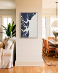 Jekyll Island canvas map art in coastal setting
