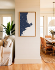 North Shore Massachusetts matte map art in coastal setting