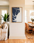 Saint Simons Island canvas map art in coastal setting