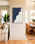 Southern Maine Coast canvas map art in coastal setting