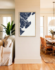 Tybee Island matte map art in coastal setting