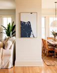 Virginia Beach canvas map art in coastal setting