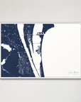 Cocoa Beach Coastal Map — Canvas Horizontal, navy, White Frame