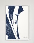 Cocoa Beach Coastal Map — Canvas Vertical, navy, White Frame