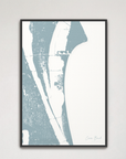 Cocoa Beach Coastal Map — Canvas Vertical, soft-blue, Black Frame