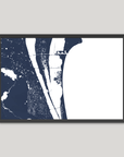 Cocoa Beach Coastal Map — Fine Art Print Horizontal, navy, Black Frame, 10x8