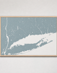 Connecticut Coast Coastal Map — Canvas Horizontal — soft-blue, Light Wood