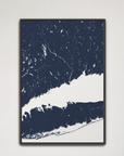 Connecticut Coast Coastal Map — Canvas Vertical, navy, Black Frame, 16x24