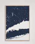 Connecticut Coast Coastal Map — Canvas Vertical — navy, Light Wood