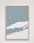Connecticut Coast Coastal Map — Canvas Vertical — soft-blue, Light Wood